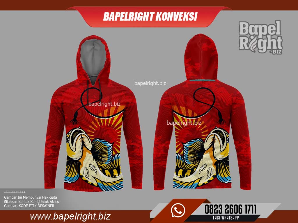 Jersey Kupluk Warna Merah Lengan Panjang